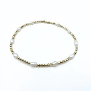 Petite Patterned Rice Pearl Bracelet with 14k Gold-Filled Beads