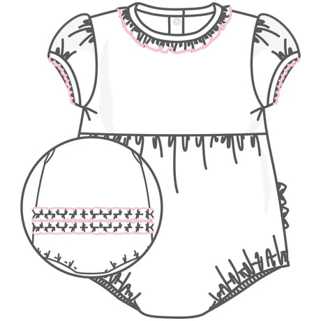 White & Pink Essentials Solid Ruffle Bubble