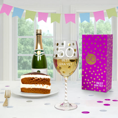 50th Gift Boxed 16 oz Crystal Wine Glass