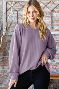 Dusty Lavender Long Sleeve Paige Ribbed Top