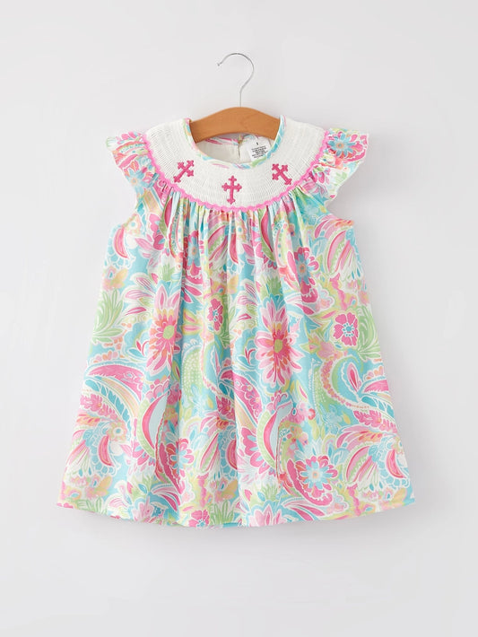 Youth Cross Smocking Dress