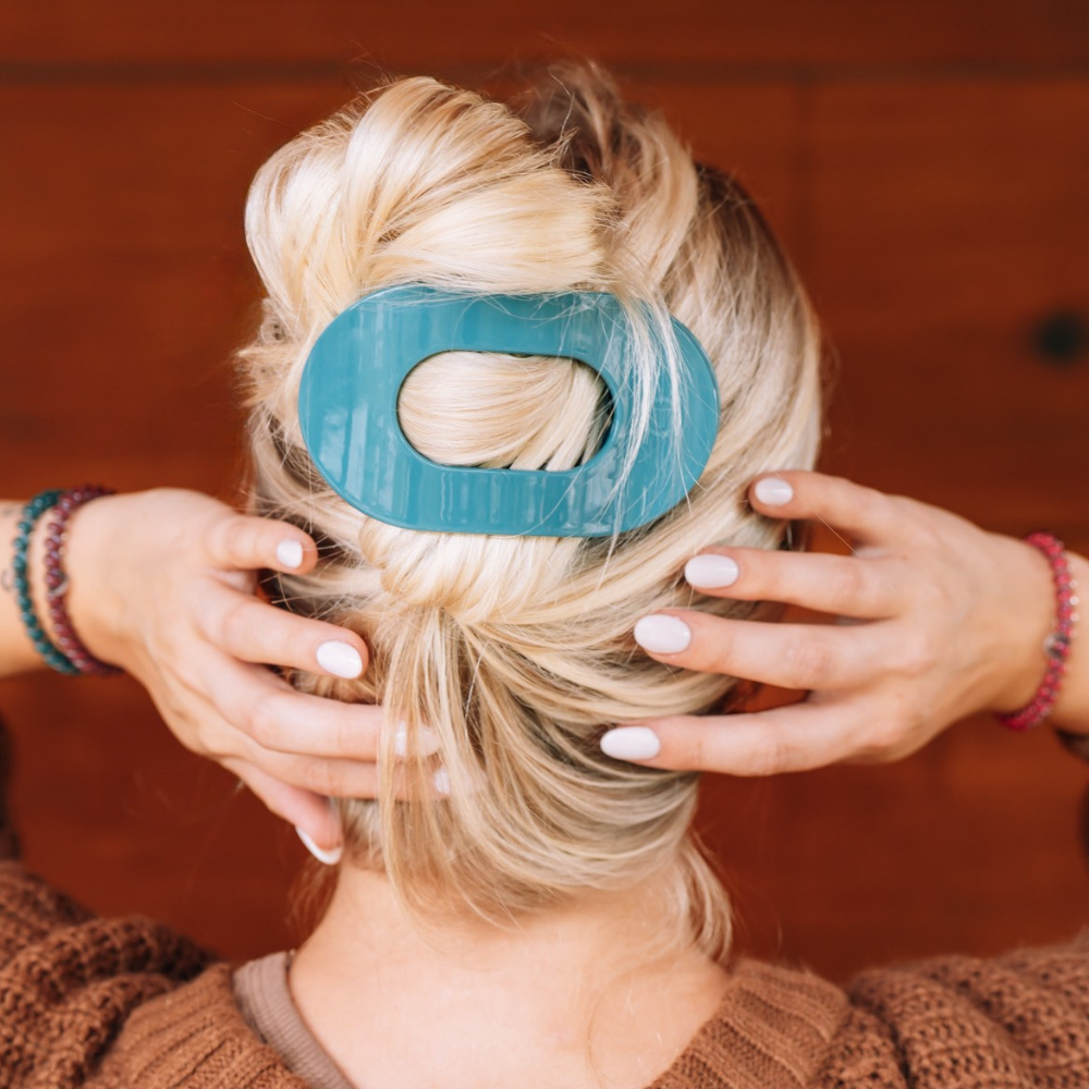 Round Flat TELETIE Clip | Large | Teal With It