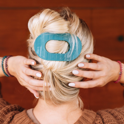 Round Flat TELETIE Clip | Large | Teal With It
