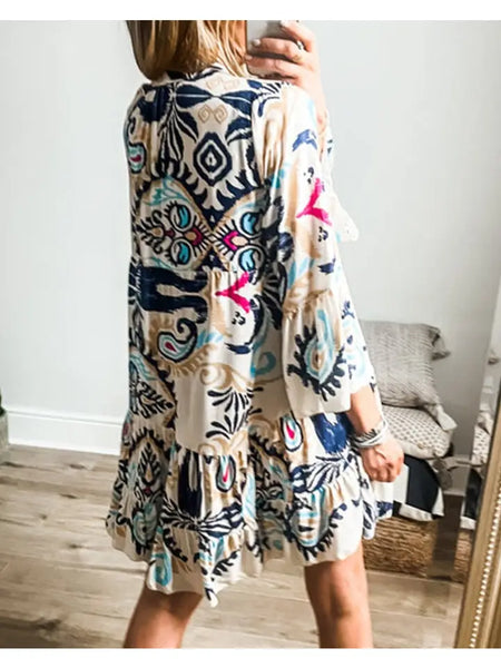 Boho Printed Bethany Mini Dress