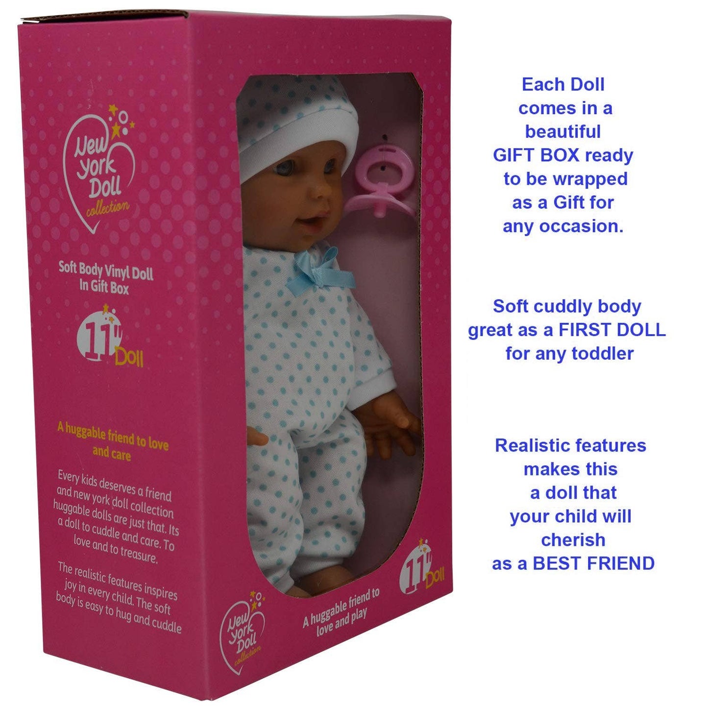 11" Doll Polka Dots with Pacifier
