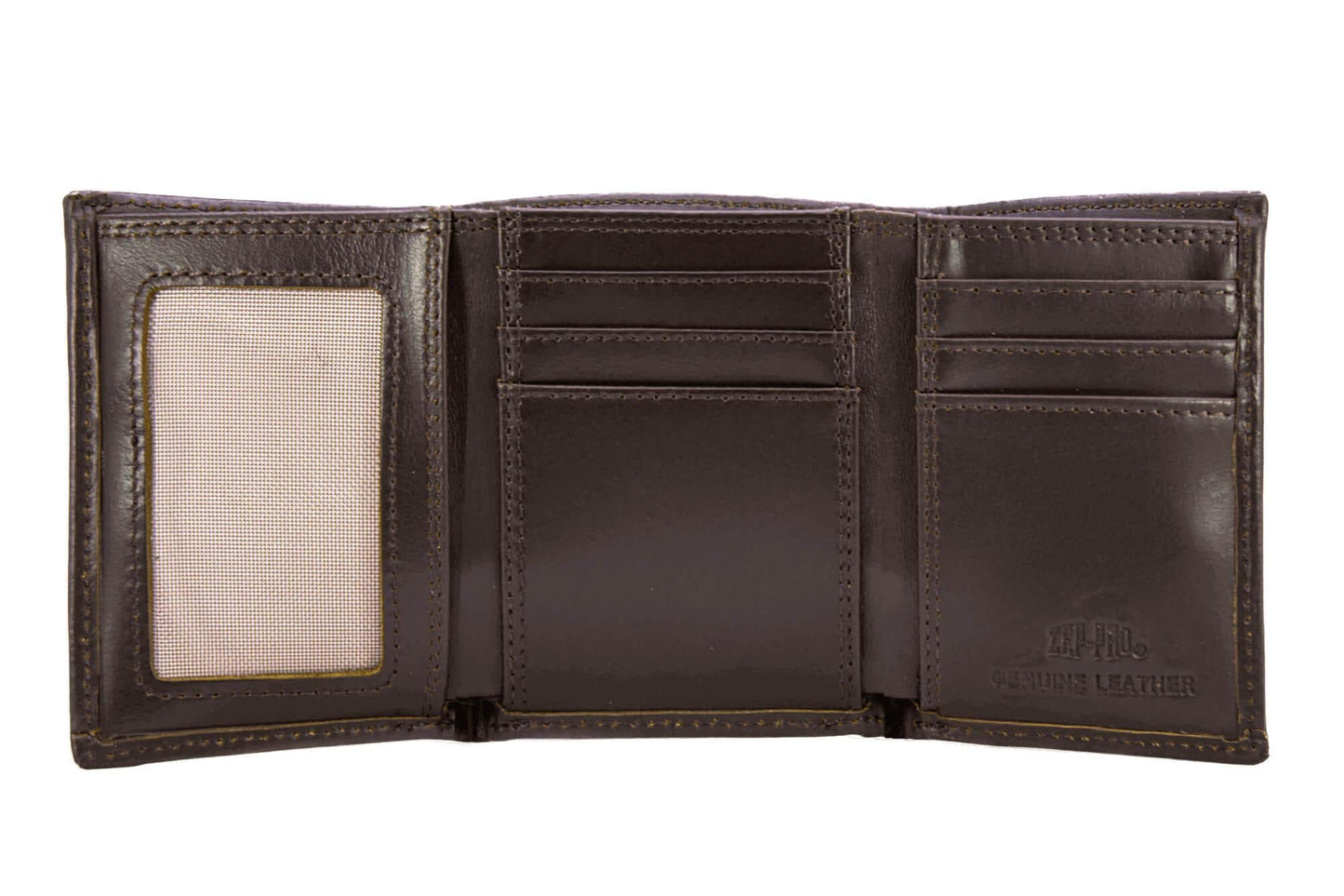 Brown & Tan Camo Buck Trifold Leather Wallet