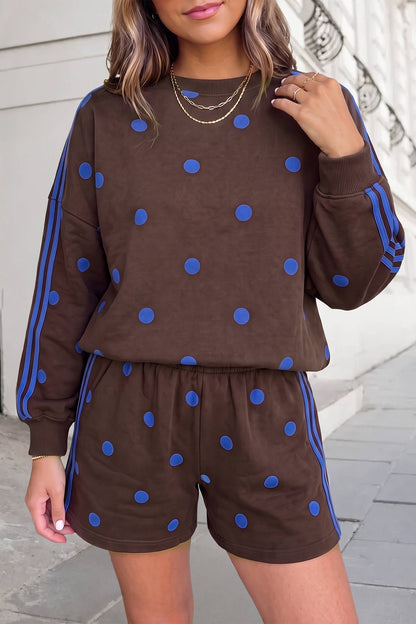 Brown & Blue Varsity Dot Short Set