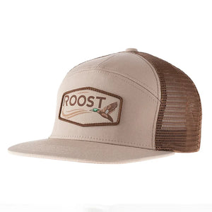 Youth Khaki & Brown Roost 7 Panel Logo Patch Hat