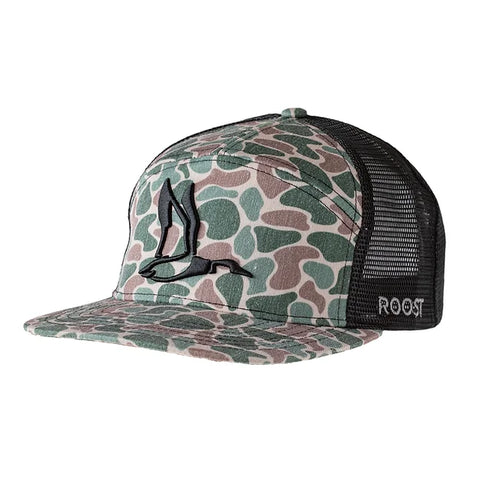 Roost Black & Camo 7 Panel 3D Puff Hat