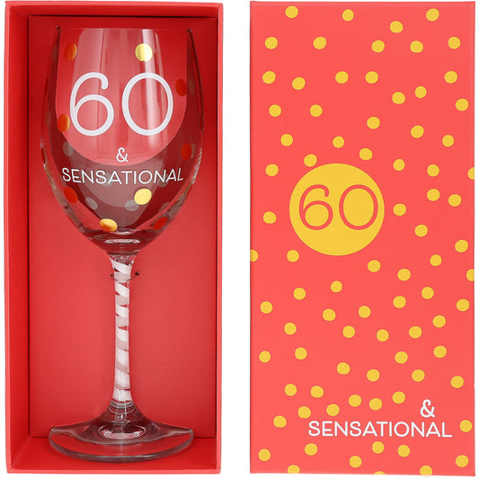 60th Gift Boxed 16 oz Crystal Wine Glass