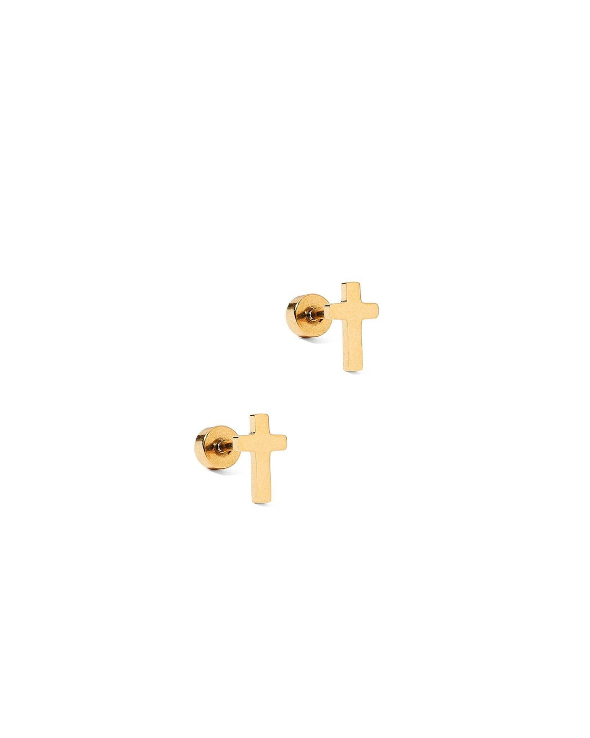 Catherine Cross Gold Screwback Stud Earrings