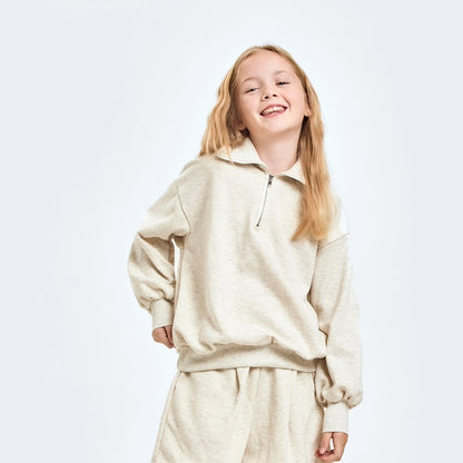 Youth Light Gray French Terry Half Zip Sweatshirt