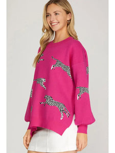 Hot Pink Cheetah Harper Sweater