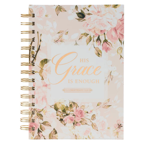 Pink Floral His Grace 2 Cor. 12:9 Spiral Journal