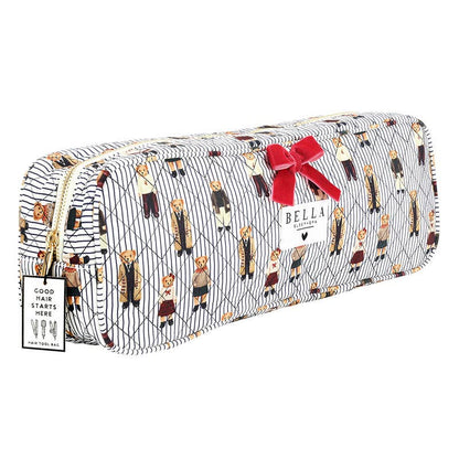 Navy Stripes + Bears Quilted Hair Tool Bag