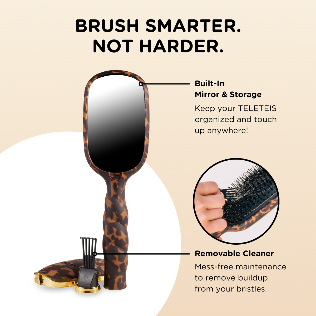 TELETIE Boar Bristle Hair Brush | Tortoise