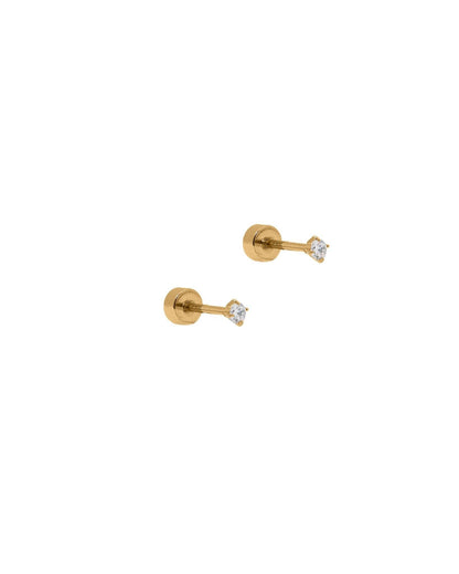 Micro Teagan CZ Gold Screwback Stud Earrings
