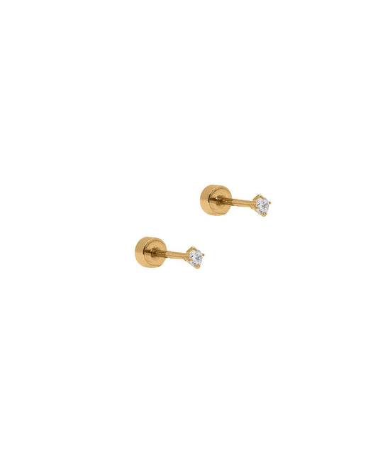 Micro Teagan CZ Gold Screwback Stud Earrings