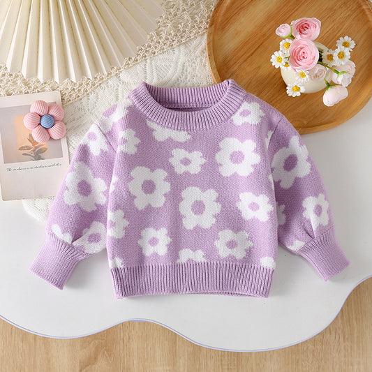 Baby Purple Flower Sweater