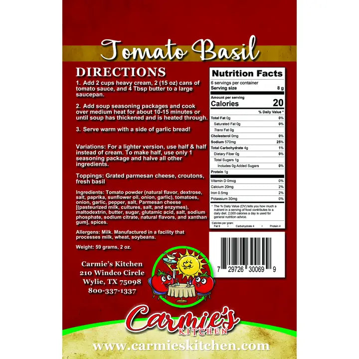 Carmie's Tomato Basil Soup Mix