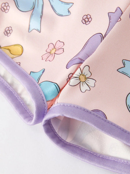 Youth Purple Bow Suspender Jumpsuit
