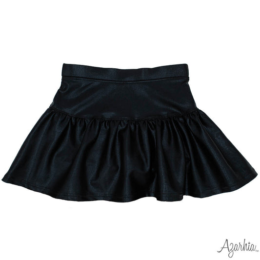 Youth Shimmer Black Gathered Skort