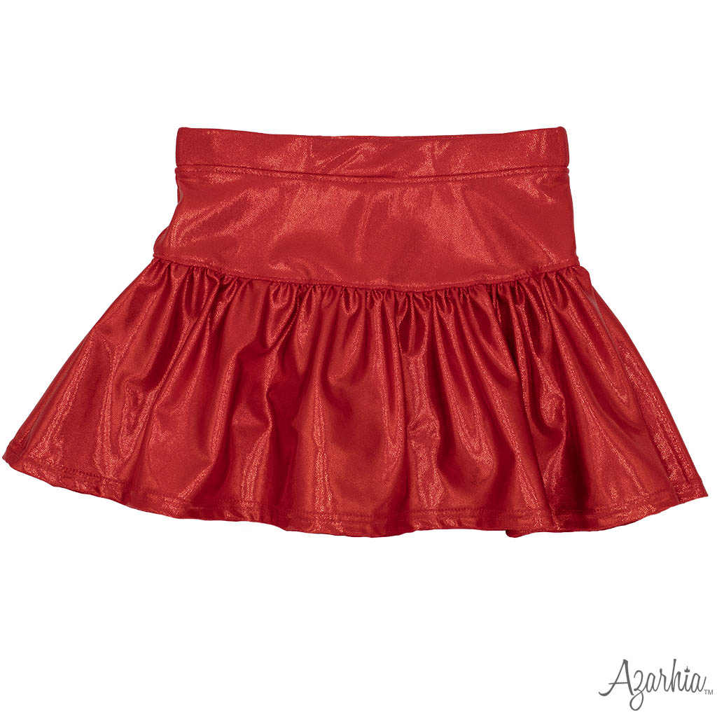 Youth Shimmer Red Gathered Skort