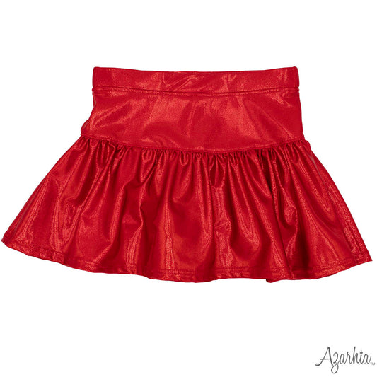 Youth Shimmer Red Gathered Skort