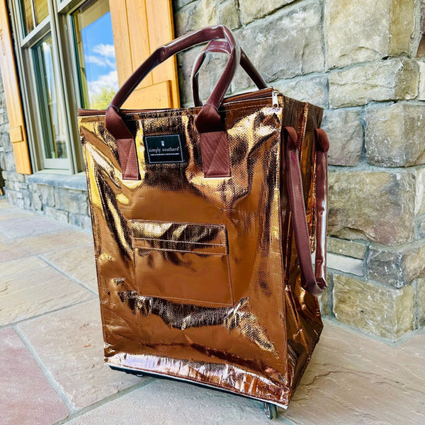 Brown Rolling Tote Bag