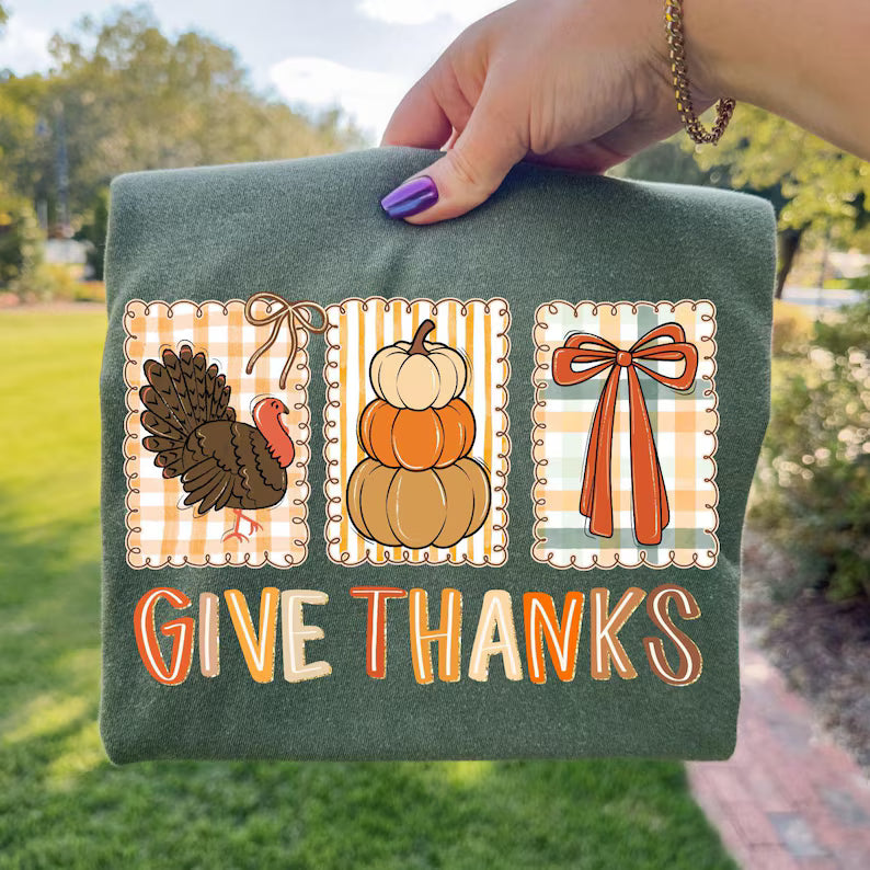 Moss Give Thanks Bow Tee