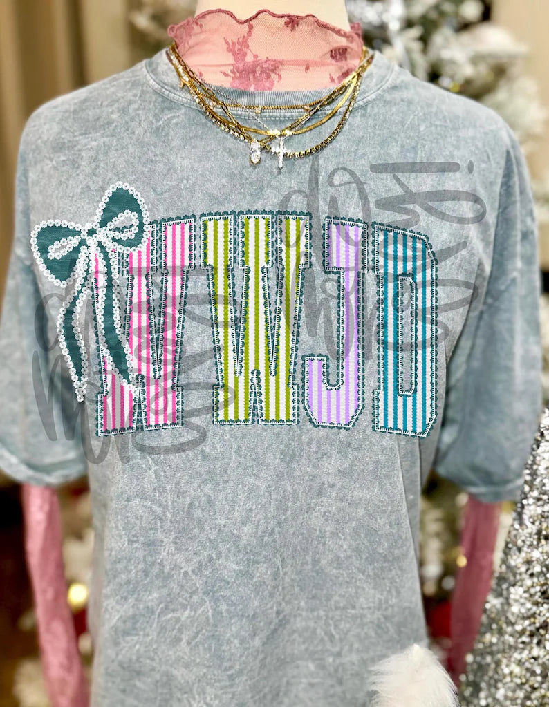 Mineral Grey WWJD Seersucker Bow Tee