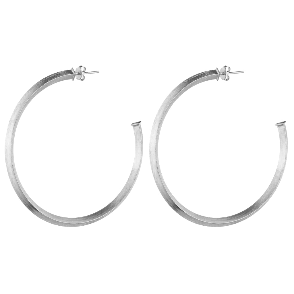 Celine Pyramid Hoops - Brushed Silver