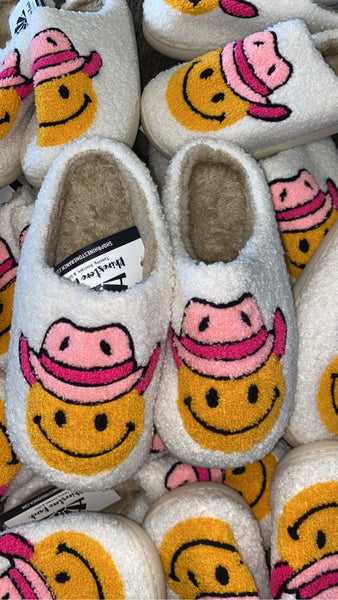 Cowgirl Smiley Face Slippers