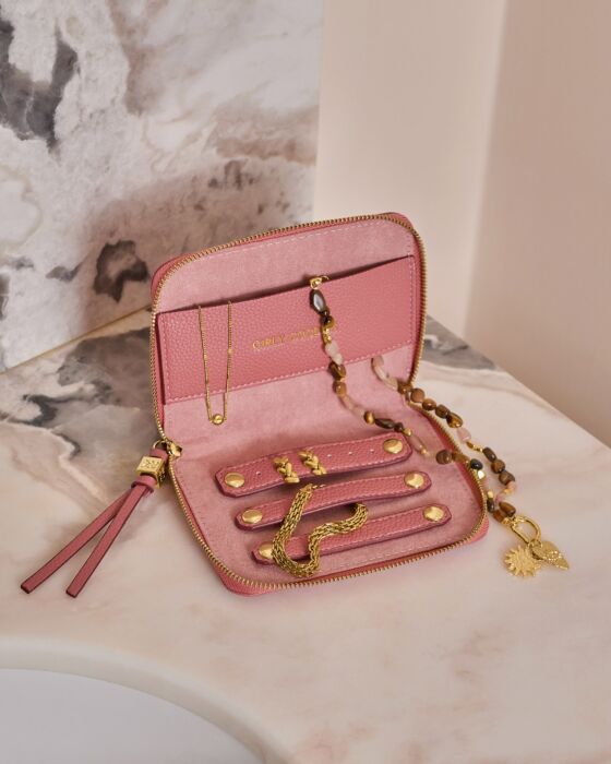 Raspberry Pink Girly Goodies Slim Jewelry Case