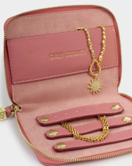 Raspberry Pink Girly Goodies Slim Jewelry Case