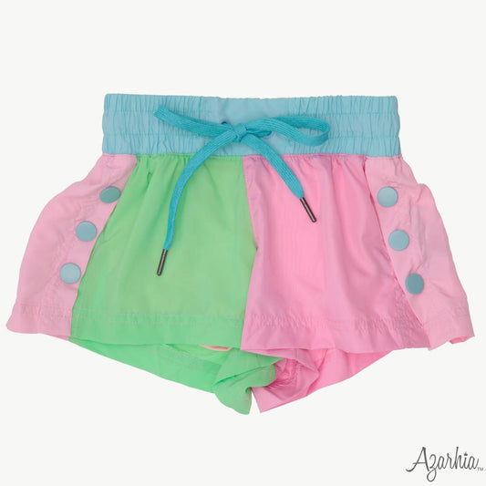 Youth Minty Pinks Color Block Shorts