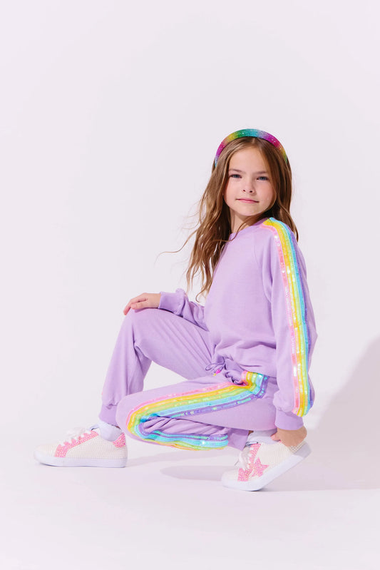 Youth Lavender Rainbow Sequin Set