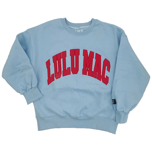 Lulu Mac Light Blue & Red Monogram Sweatshirt