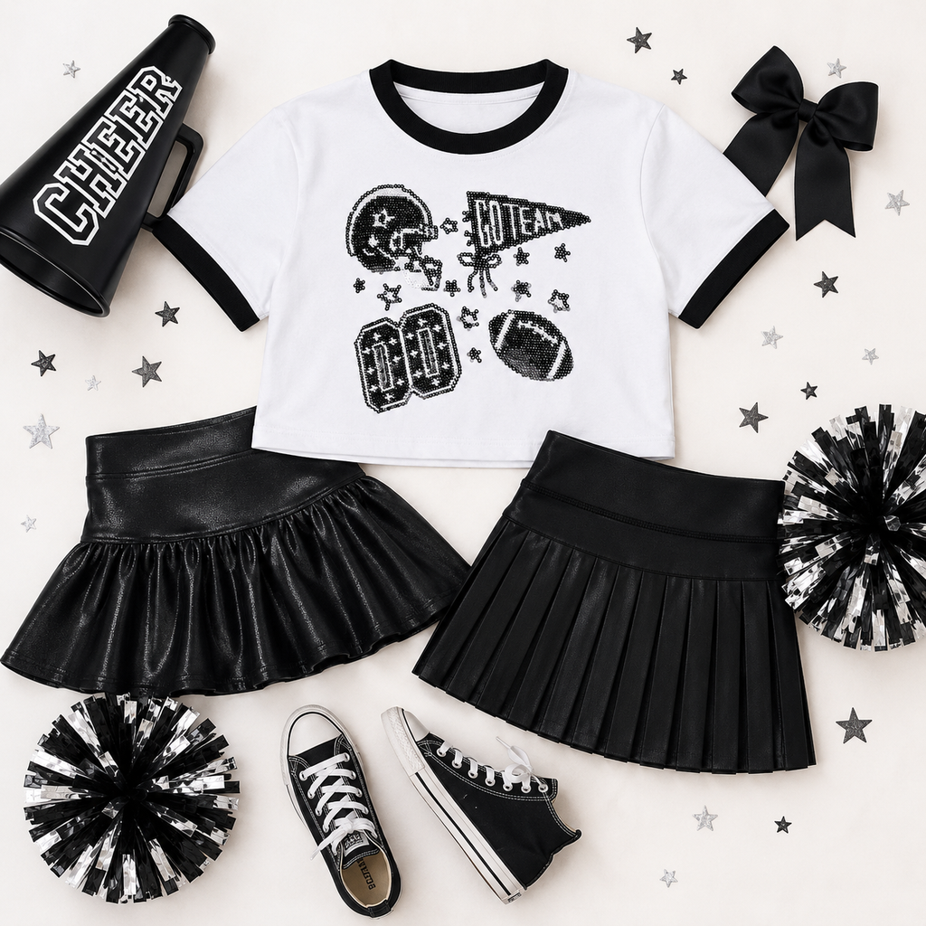 Youth Shimmer Black Mini Pleated Skort