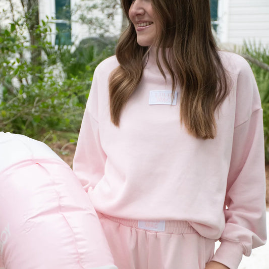 Lulu Mac Light Pink Terry Cloth Long Sleeve Top