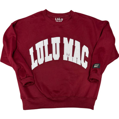 Lulu Mac Maroon & White Monogram Sweatshirt