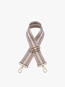 Khaki & Gold Striped Guitar Strap