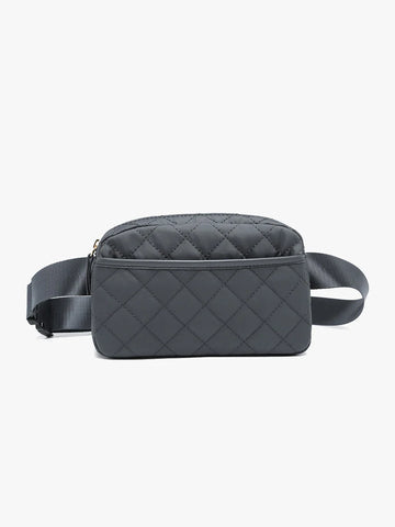 Grey Caroline Quilted Belt Bag