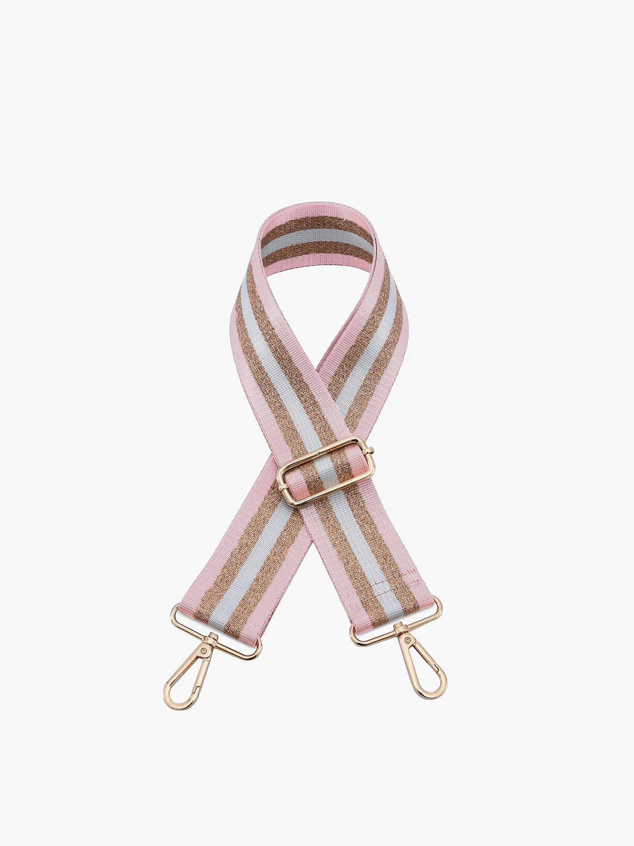 Pink & Gold Striped Guitar Strap