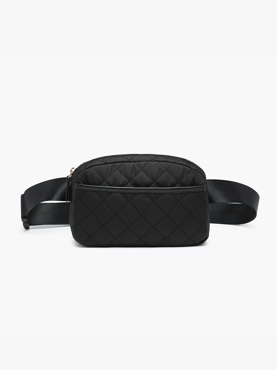 Black Caroline Quilted Belt Bag