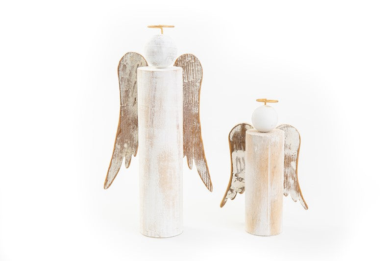 White-Washed Wood Post Angel