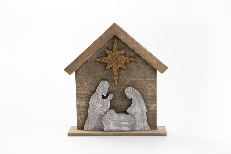 Tricolor Wood Holy Family Tabletop Décor