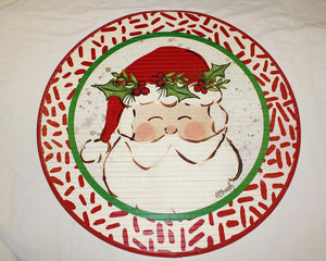 Santa w/ Red Sprinkles Trim Round Bamboo Mat