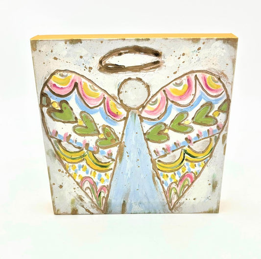 Handpainted Angel w/ Decorated Wings Pastel Canvas