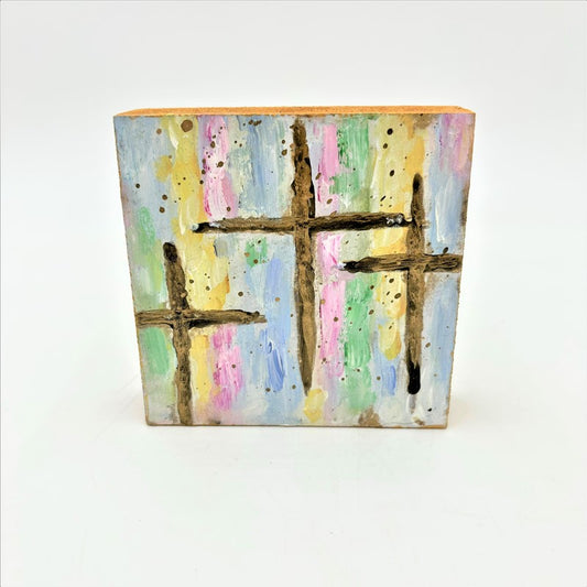 Handpainted Gold Cross Trio on Pastels